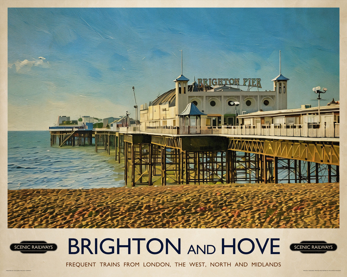 Vintage travel poster- Brighton, East Sussex - Scenic Railways