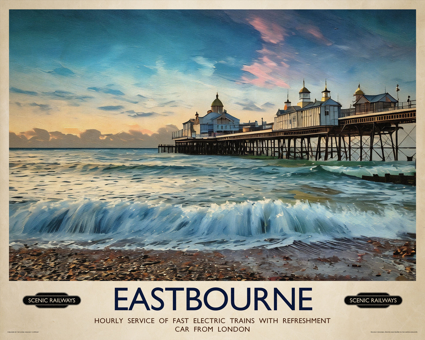 Vintage travel poster- Eastbourne, East Sussex - Scenic Railways