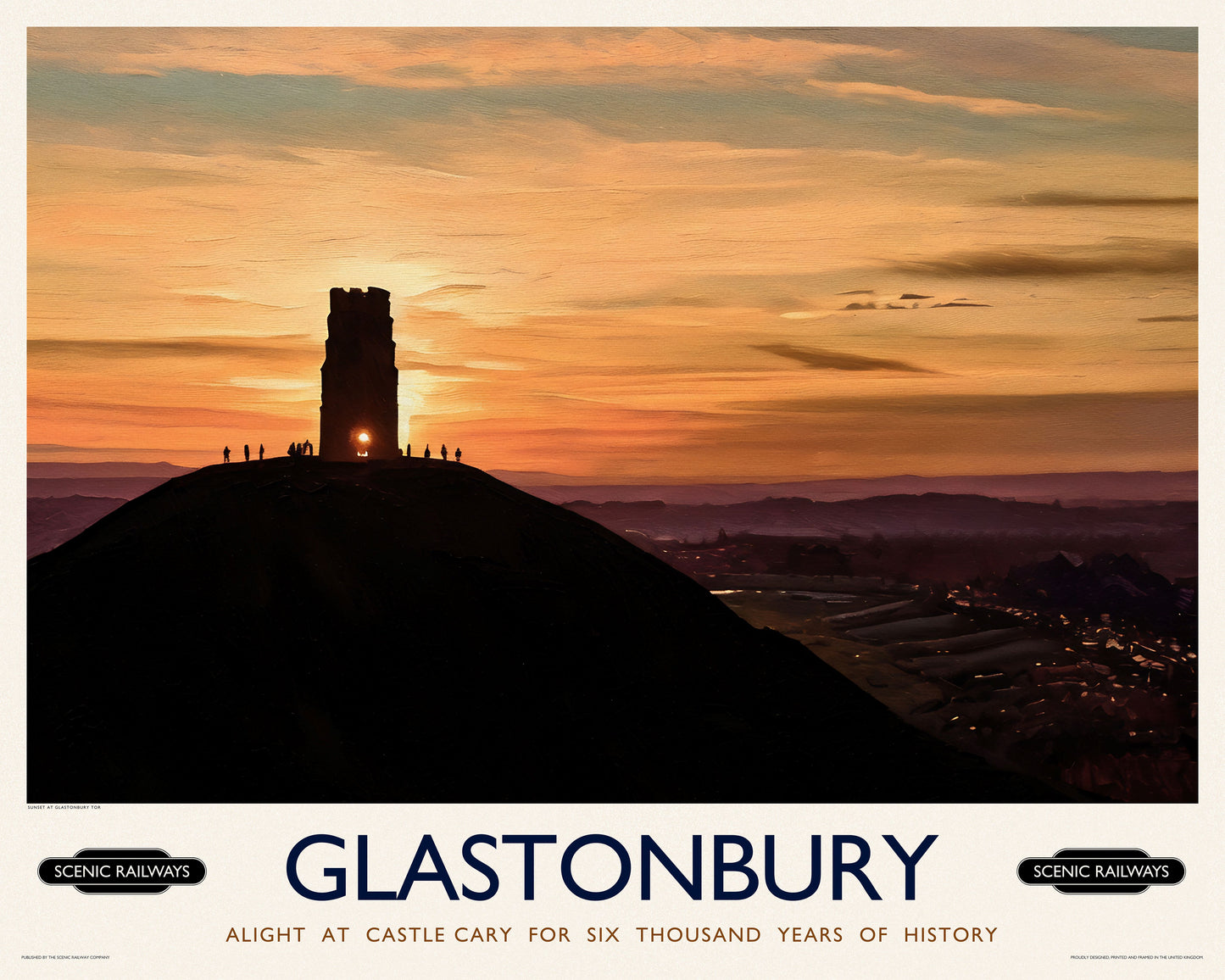 Vintage travel poster- Glastonbury, Somerset - Scenic Railways
