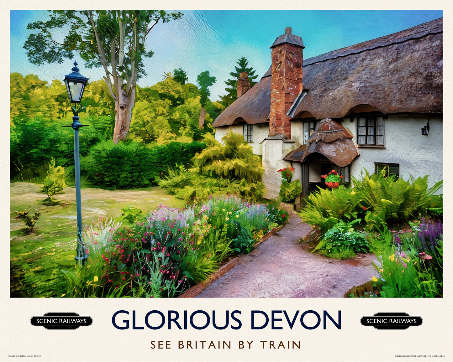 Vintage travel poster- Glorious Devon - Scenic Railways