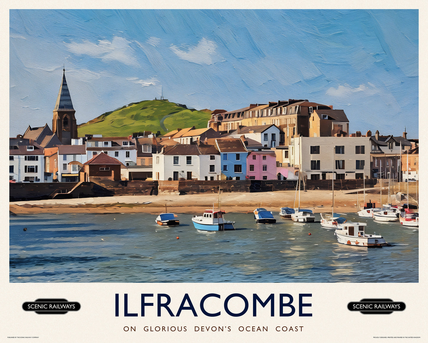 Vintage travel poster- Ilfracombe, Devon - Scenic Railways