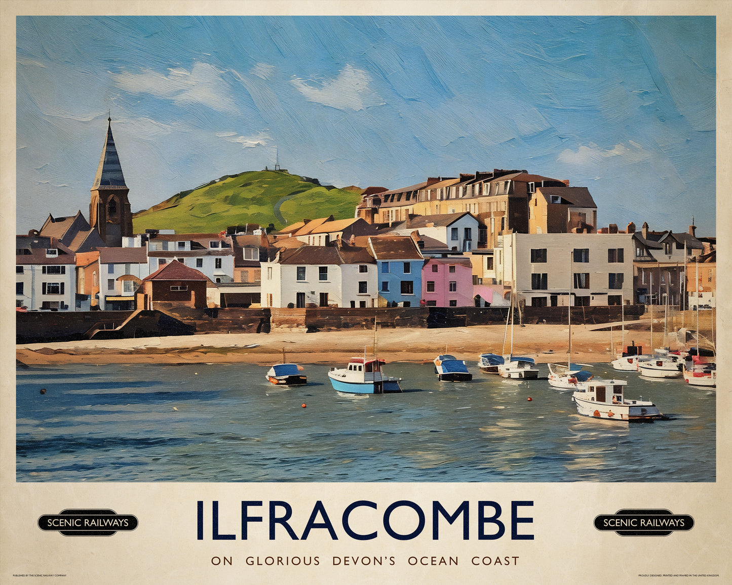 Vintage travel poster- Ilfracombe, Devon - Scenic Railways