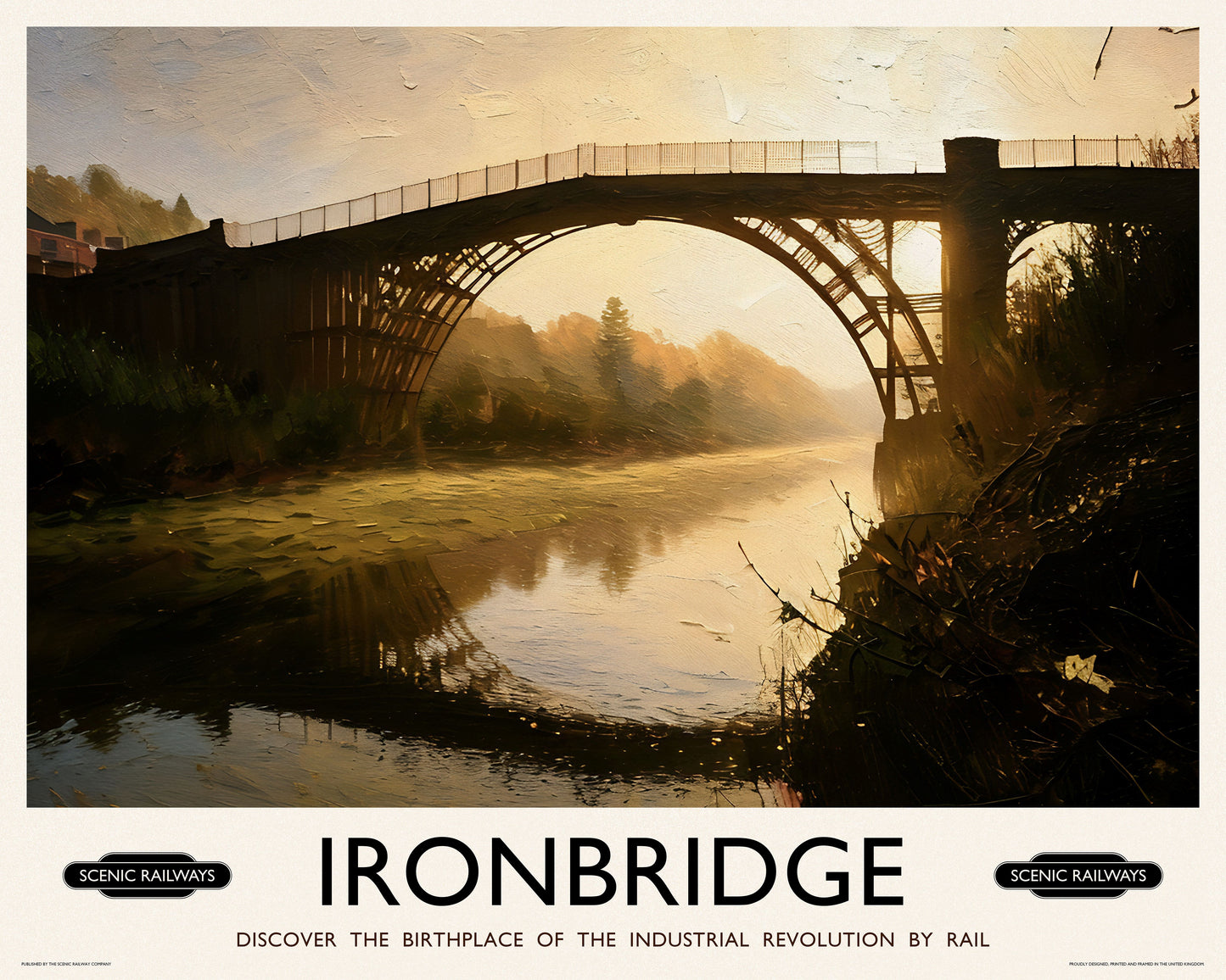 Vintage travel poster- Ironbridge, Shropshire - Scenic Railways