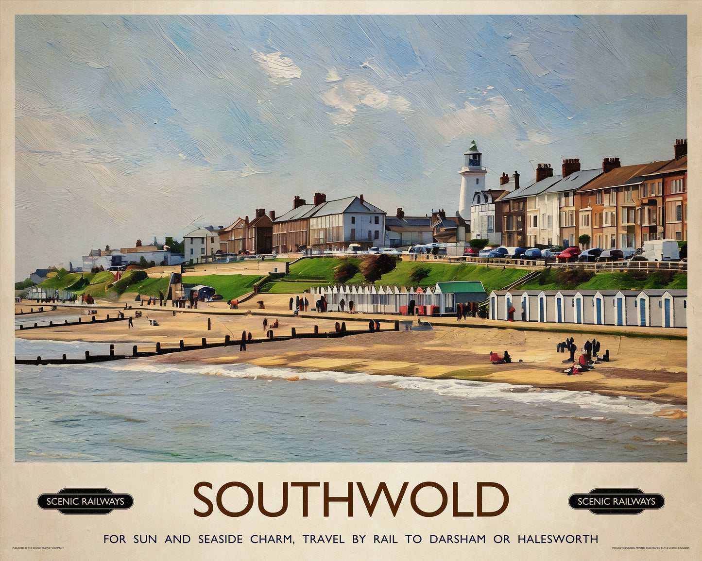 Vintage travel poster- Southwold, East Suffolk - Scenic Railways