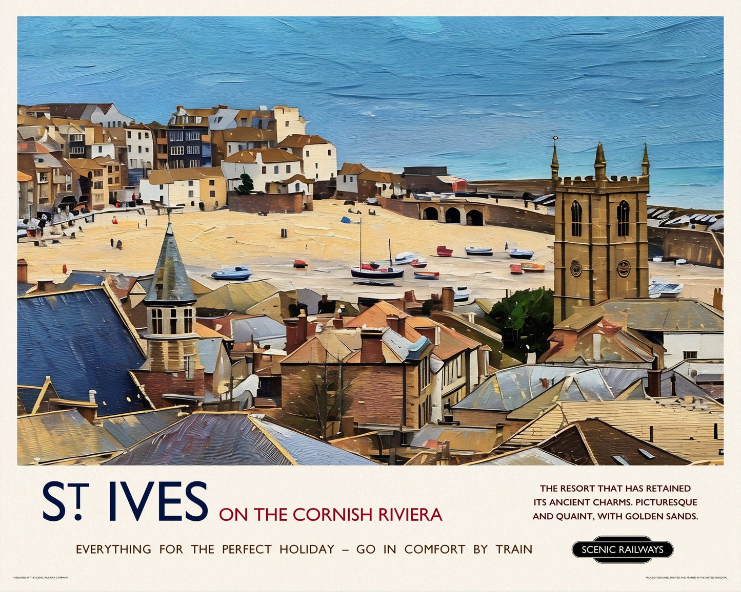 Vintage travel poster- St. Ives, Cornwall - Scenic Railways