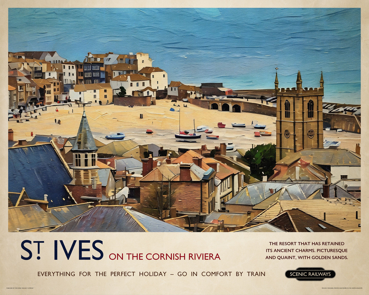 Vintage travel poster- St. Ives, Cornwall - Scenic Railways