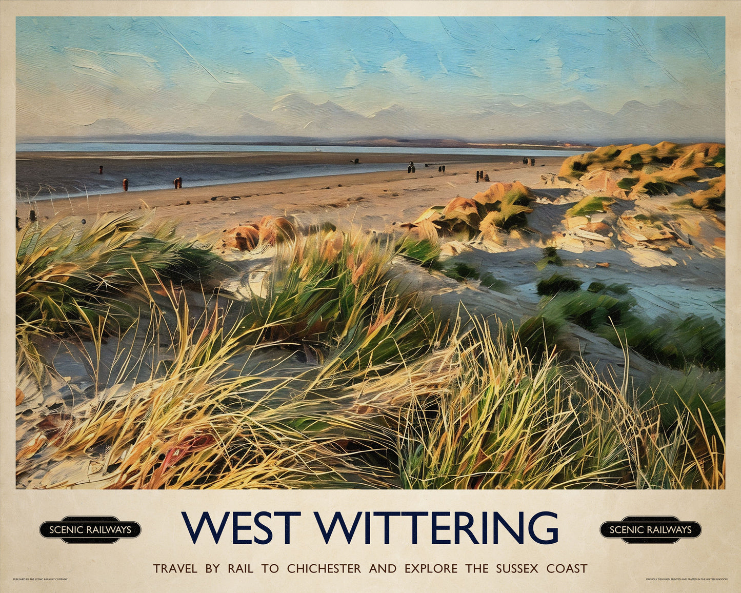 Vintage travel poster- West Wittering, West Sussex - Scenic Railways