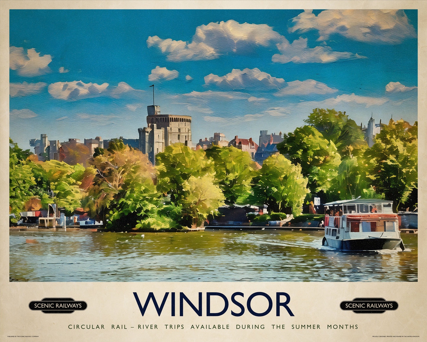 Vintage travel poster- Windsor, Berkshire - Scenic Railways
