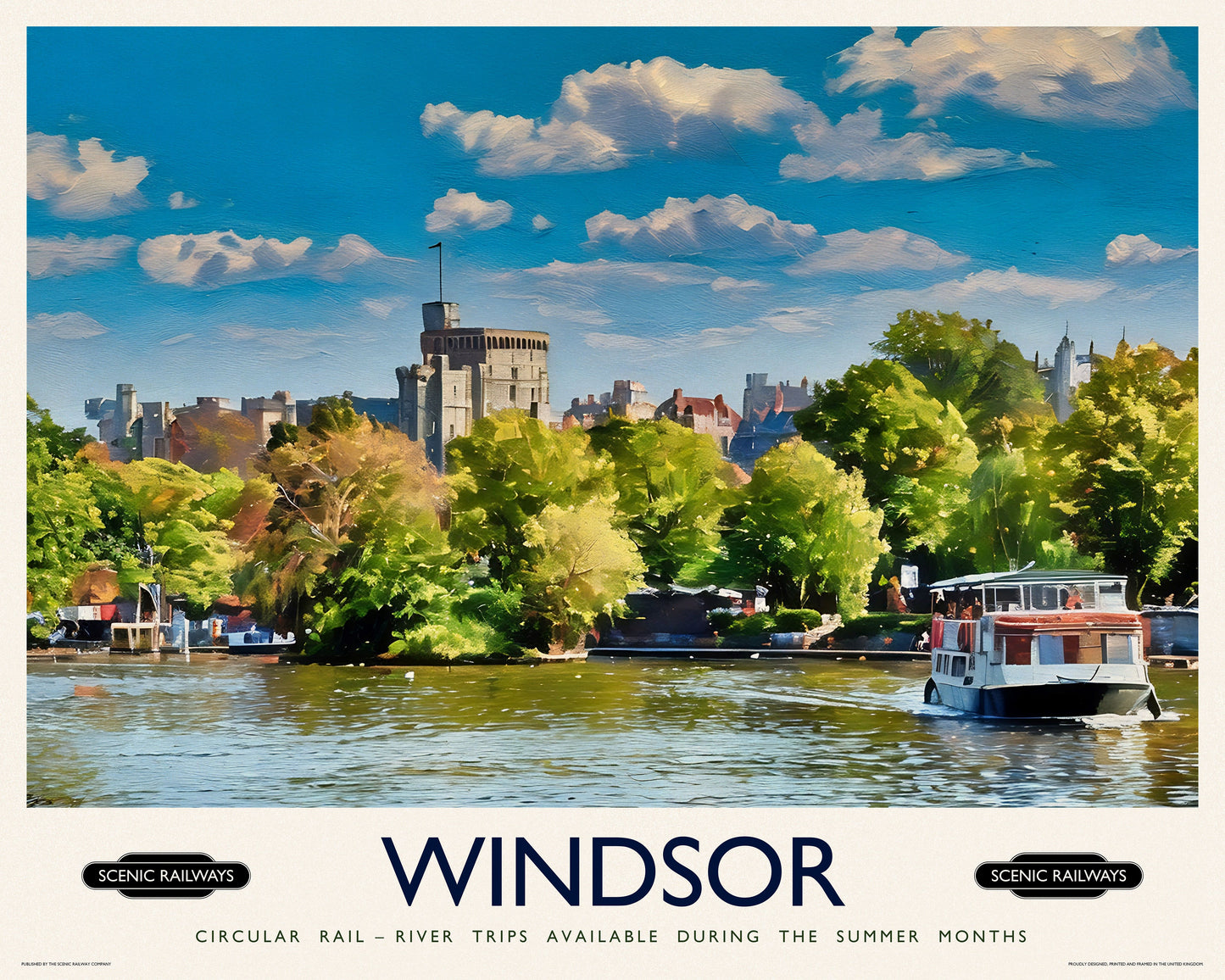 Vintage travel poster- Windsor, Berkshire - Scenic Railways