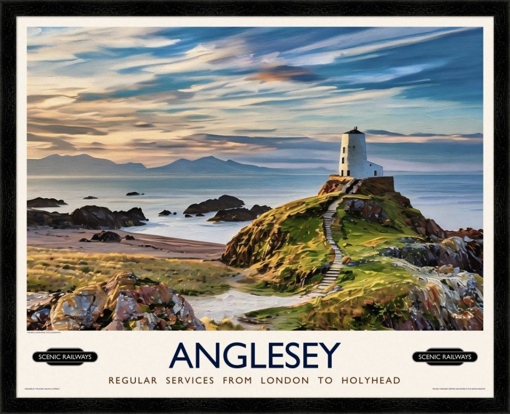 Vintage travel poster- Anglesey, Wales - Scenic Railways
