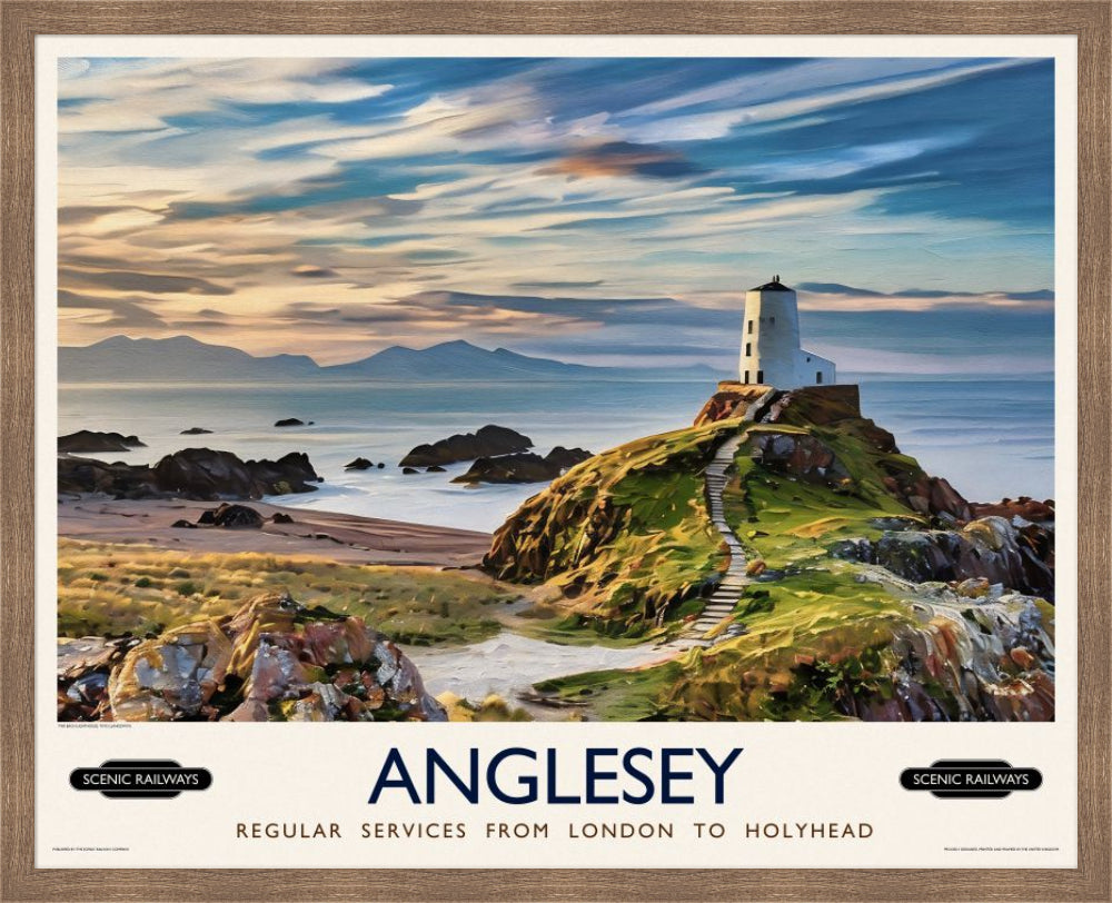 Vintage travel poster- Anglesey, Wales - Scenic Railways