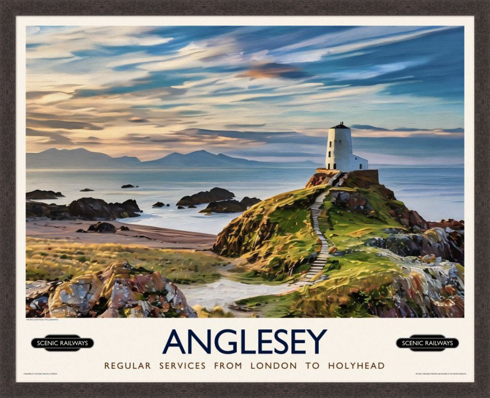 Vintage travel poster- Anglesey, Wales - Scenic Railways
