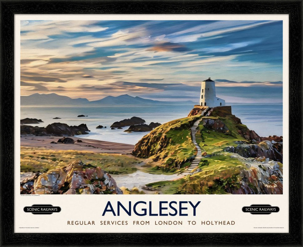 Vintage travel poster- Anglesey, Wales - Scenic Railways
