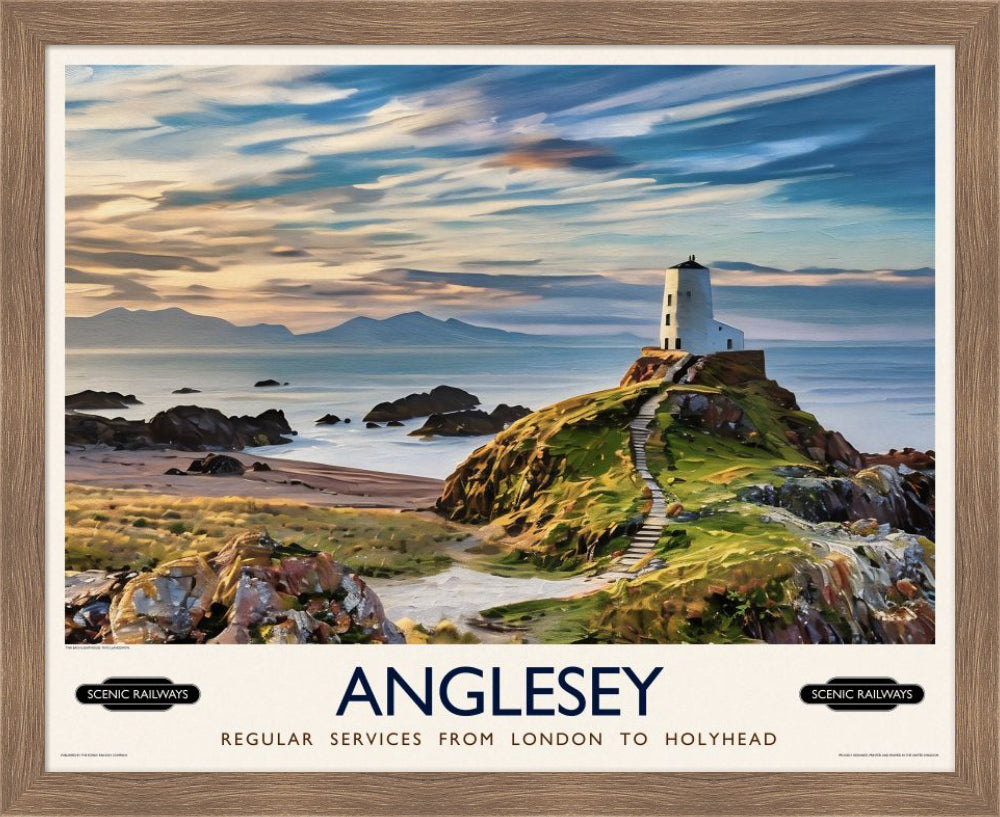 Vintage travel poster- Anglesey, Wales - Scenic Railways