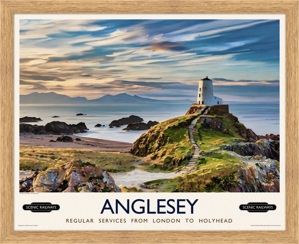 Vintage travel poster- Anglesey, Wales - Scenic Railways