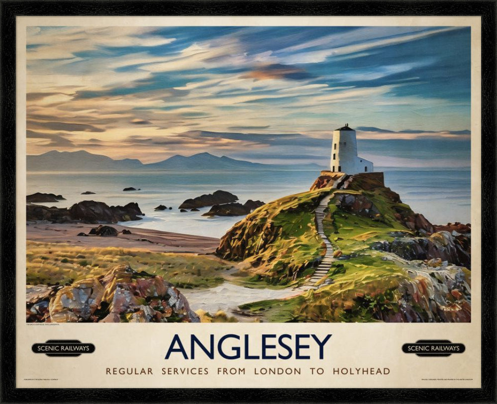 Vintage travel poster- Anglesey, Wales - Scenic Railways