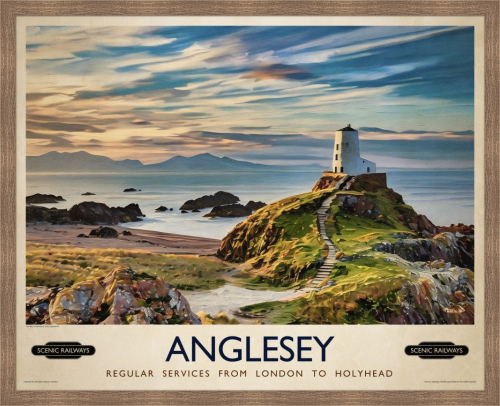 Vintage travel poster- Anglesey, Wales - Scenic Railways