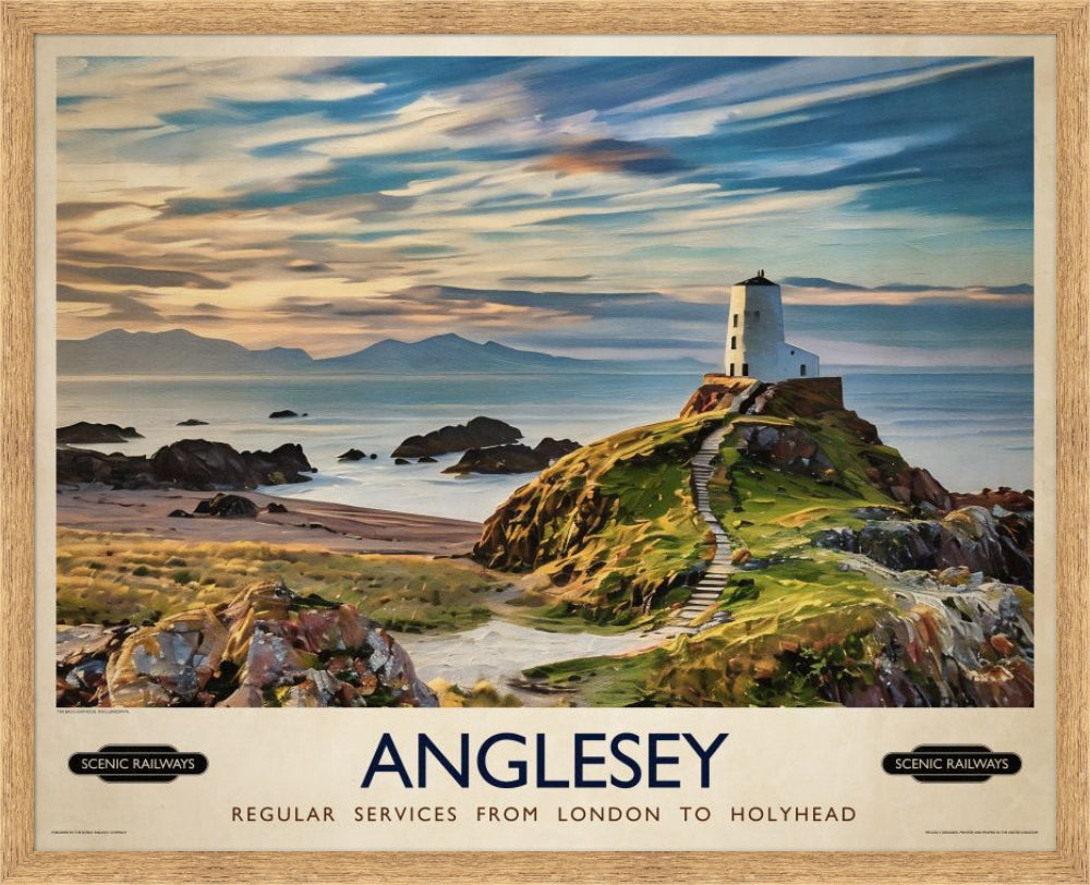 Vintage travel poster- Anglesey, Wales - Scenic Railways