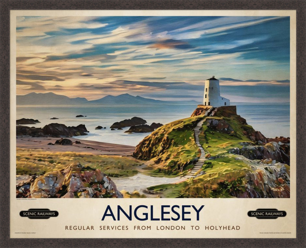 Vintage travel poster- Anglesey, Wales - Scenic Railways