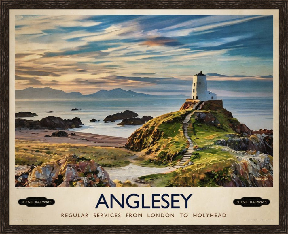 Vintage travel poster- Anglesey, Wales - Scenic Railways