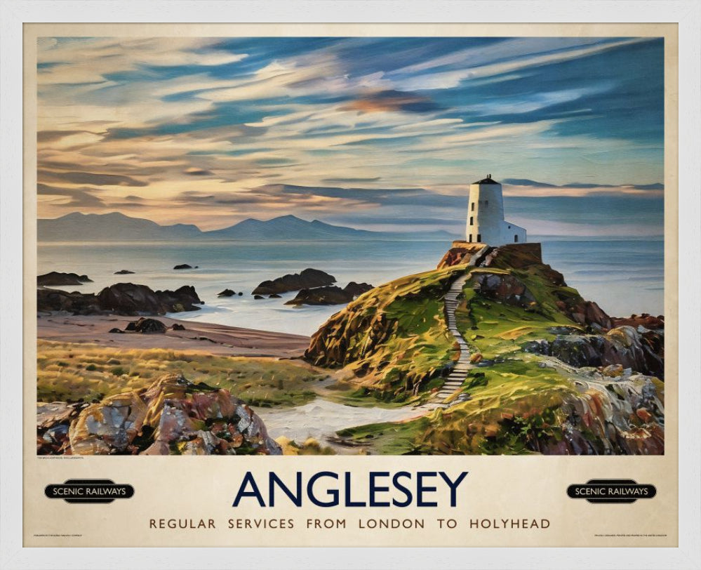 Vintage travel poster- Anglesey, Wales - Scenic Railways