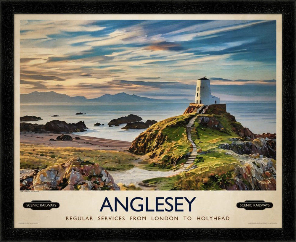 Vintage travel poster- Anglesey, Wales - Scenic Railways