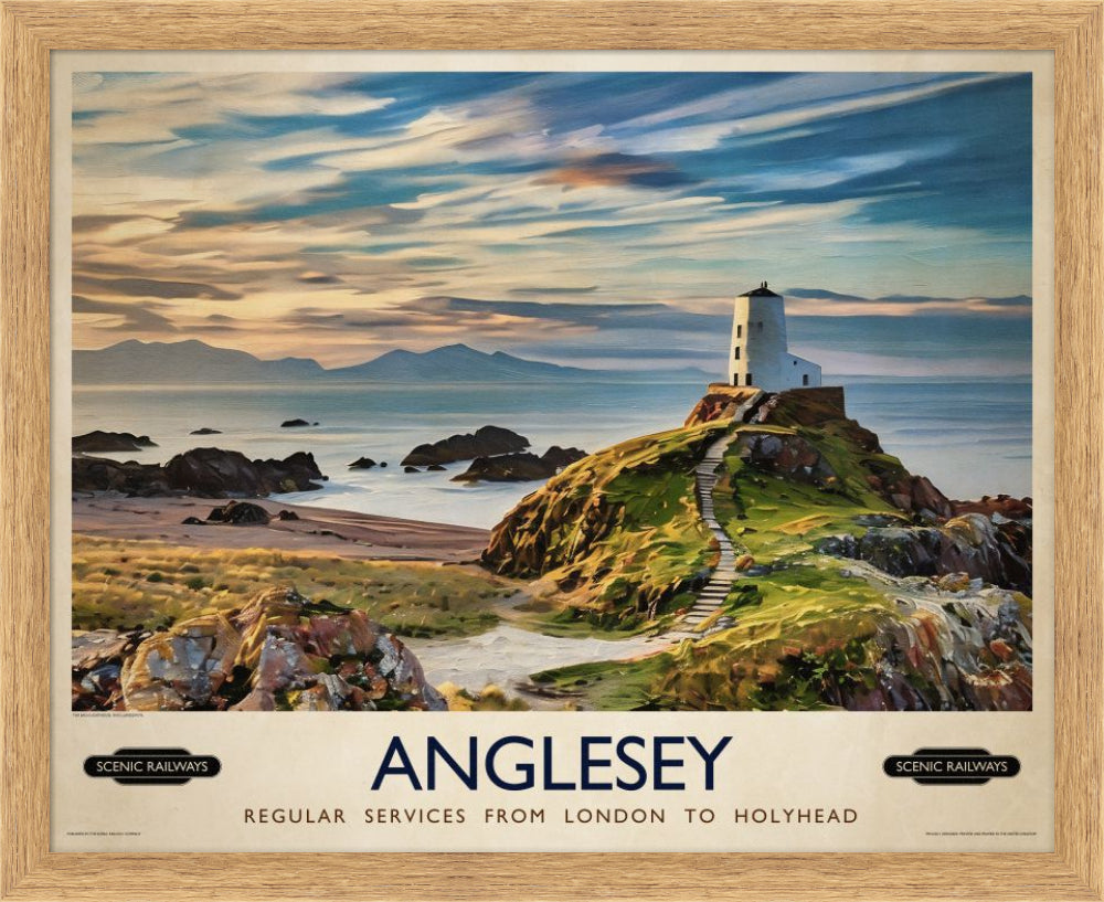 Vintage travel poster- Anglesey, Wales - Scenic Railways