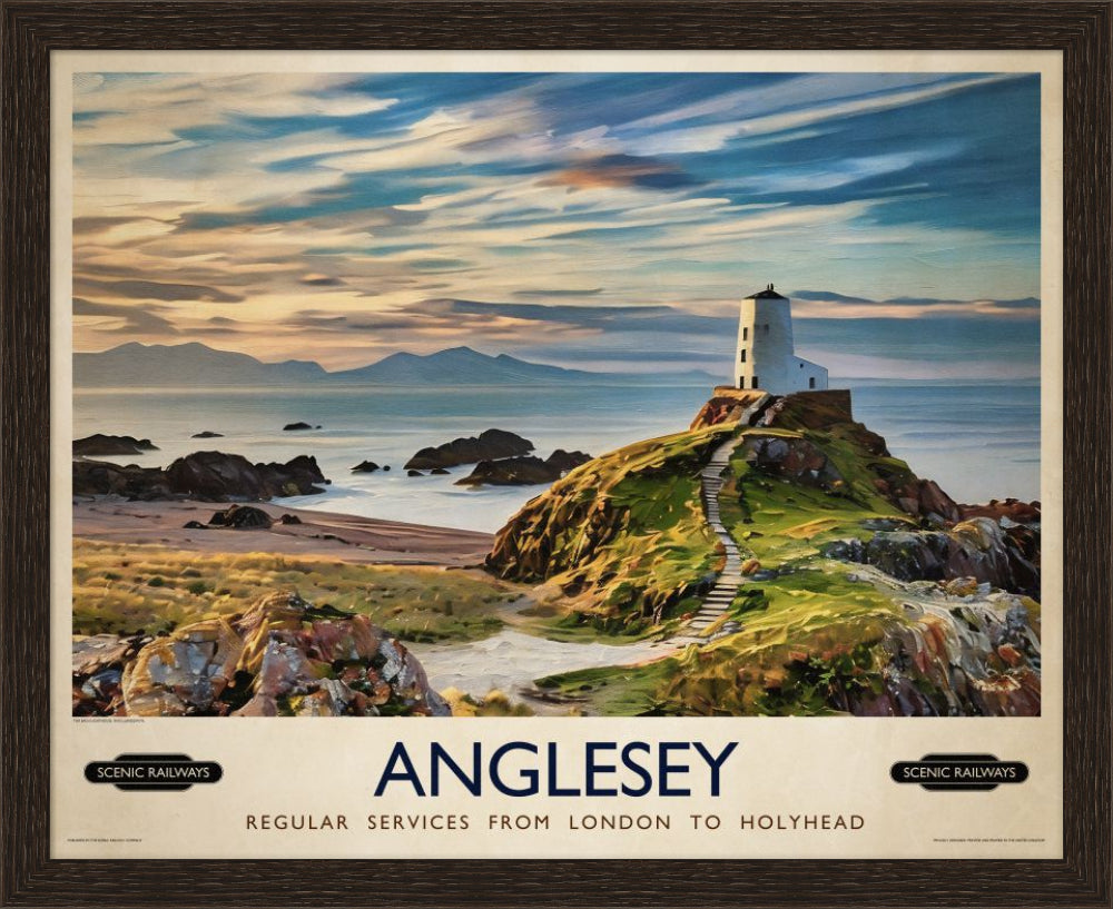 Vintage travel poster- Anglesey, Wales - Scenic Railways