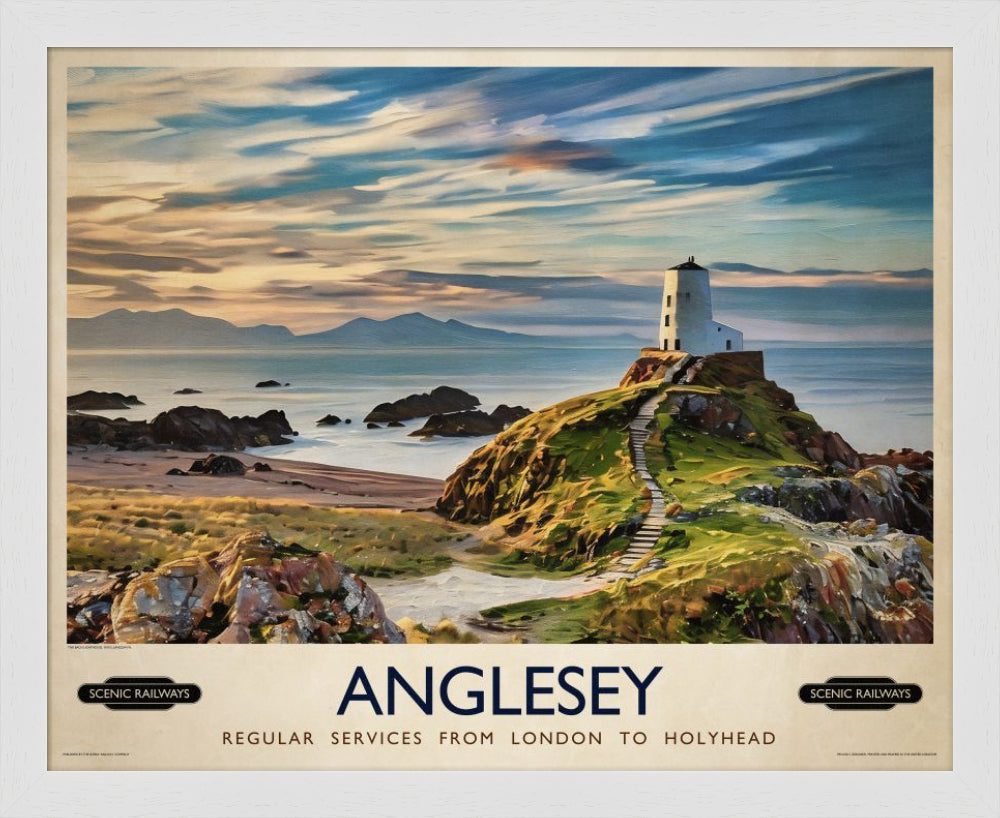 Vintage travel poster- Anglesey, Wales - Scenic Railways