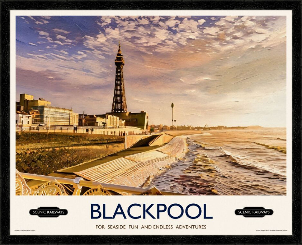 Vintage travel poster- Blackpool, Lancashire - Scenic Railways