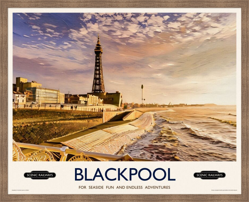Vintage travel poster- Blackpool, Lancashire - Scenic Railways