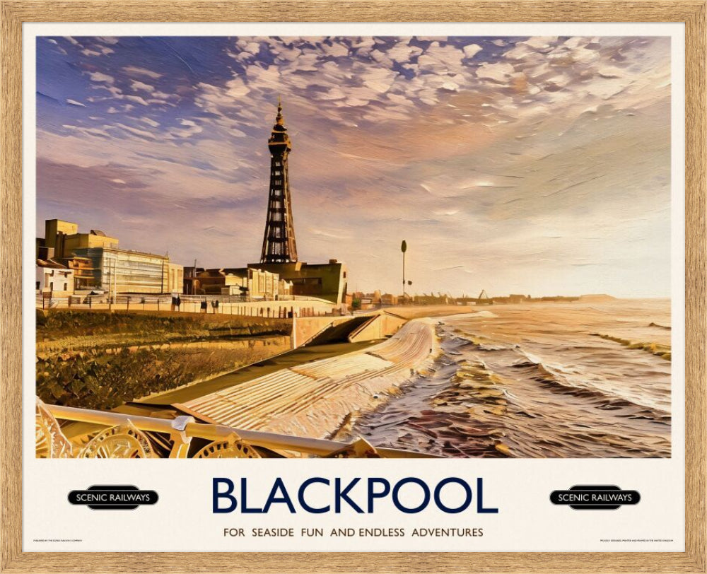 Vintage travel poster- Blackpool, Lancashire - Scenic Railways