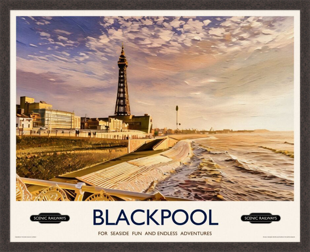 Vintage travel poster- Blackpool, Lancashire - Scenic Railways