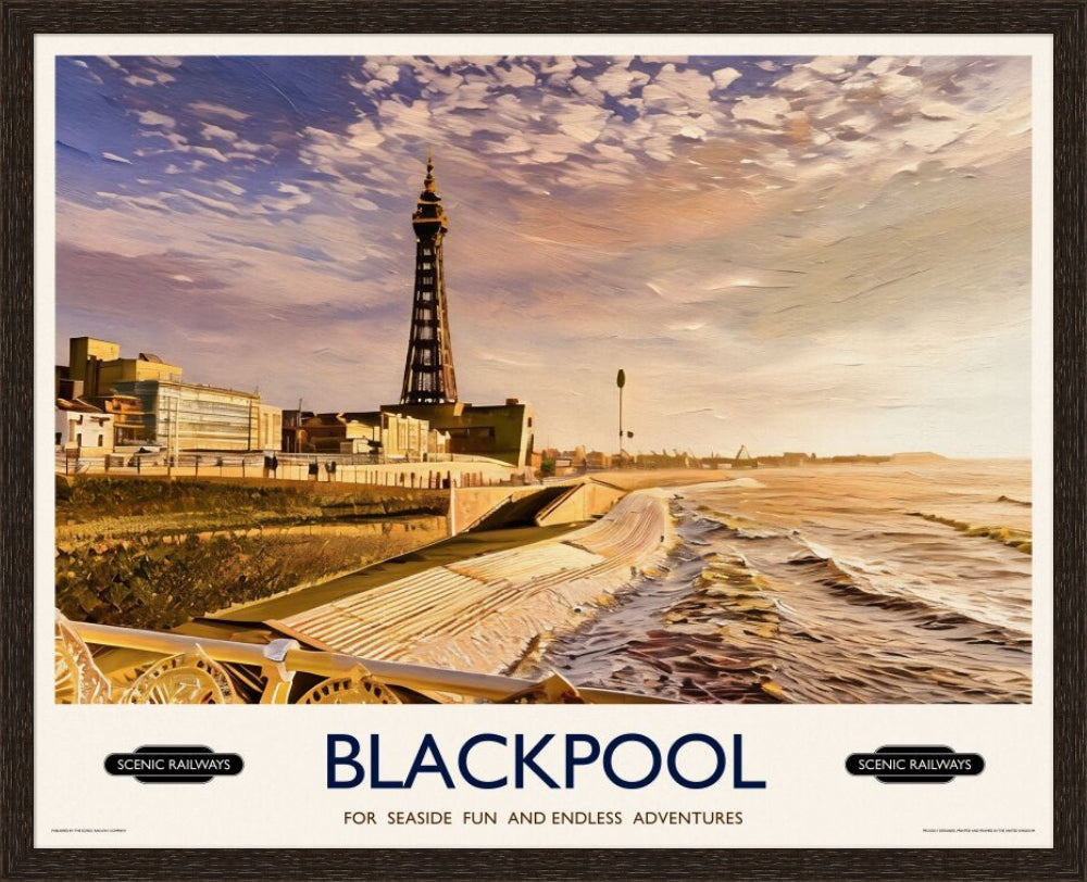 Vintage travel poster- Blackpool, Lancashire - Scenic Railways