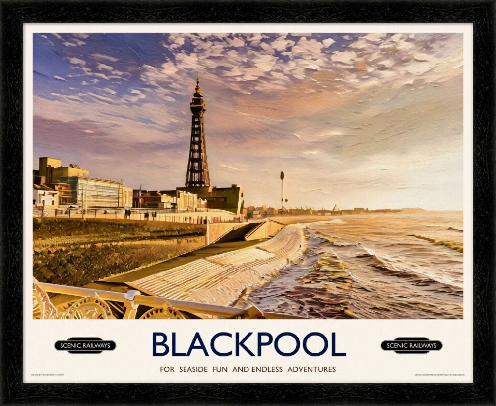 Vintage travel poster- Blackpool, Lancashire - Scenic Railways