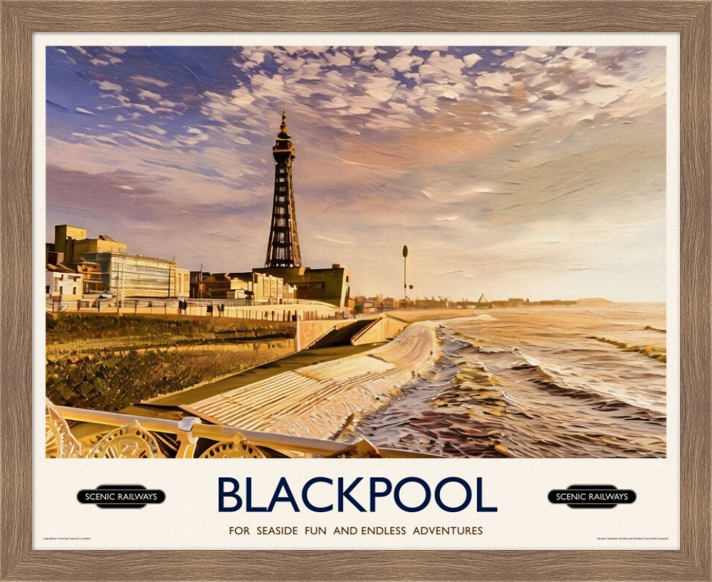 Vintage travel poster- Blackpool, Lancashire - Scenic Railways