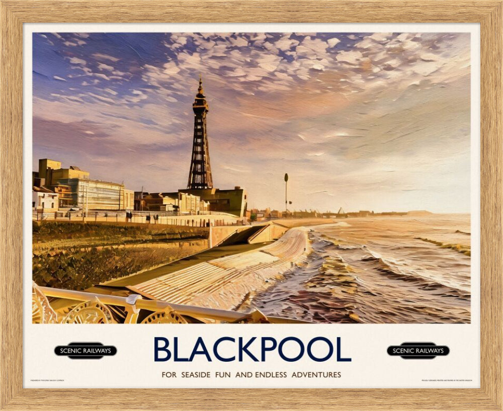 Vintage travel poster- Blackpool, Lancashire - Scenic Railways