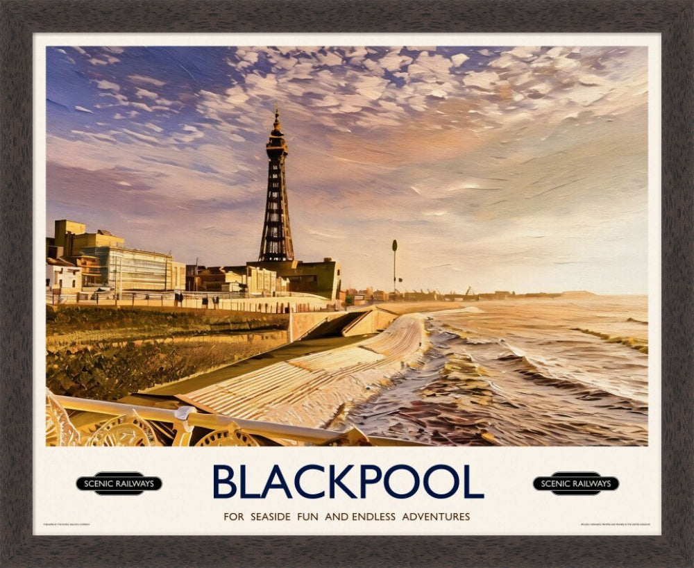 Vintage travel poster- Blackpool, Lancashire - Scenic Railways