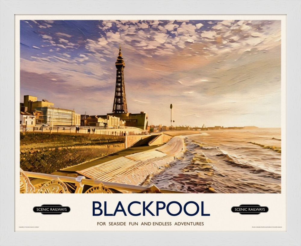 Vintage travel poster- Blackpool, Lancashire - Scenic Railways