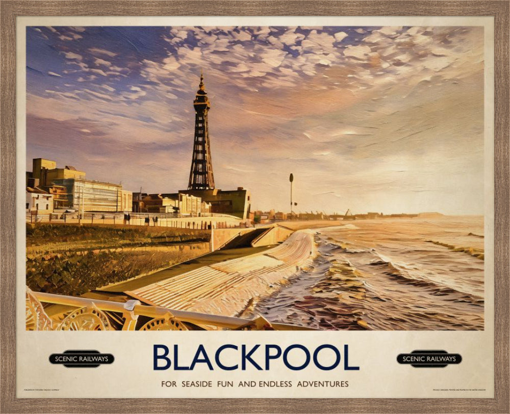 Vintage travel poster- Blackpool, Lancashire - Scenic Railways