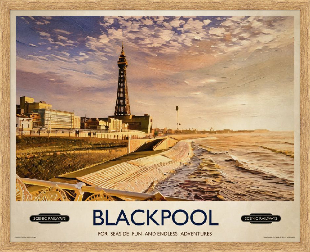 Vintage travel poster- Blackpool, Lancashire - Scenic Railways