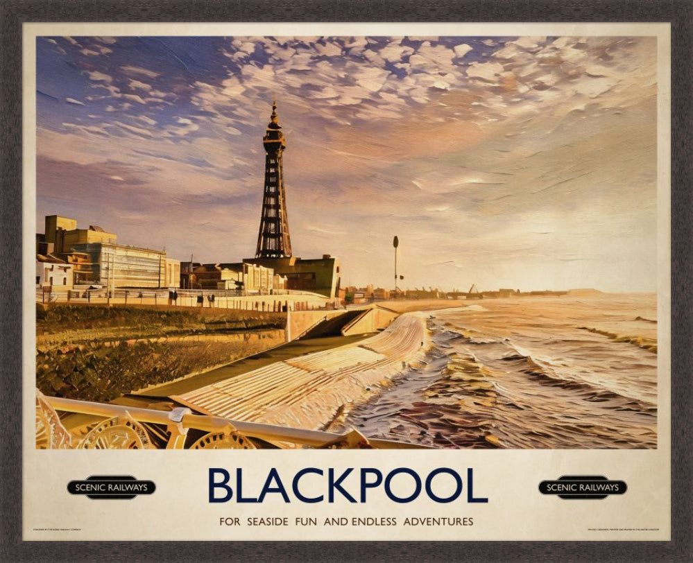 Vintage travel poster- Blackpool, Lancashire - Scenic Railways