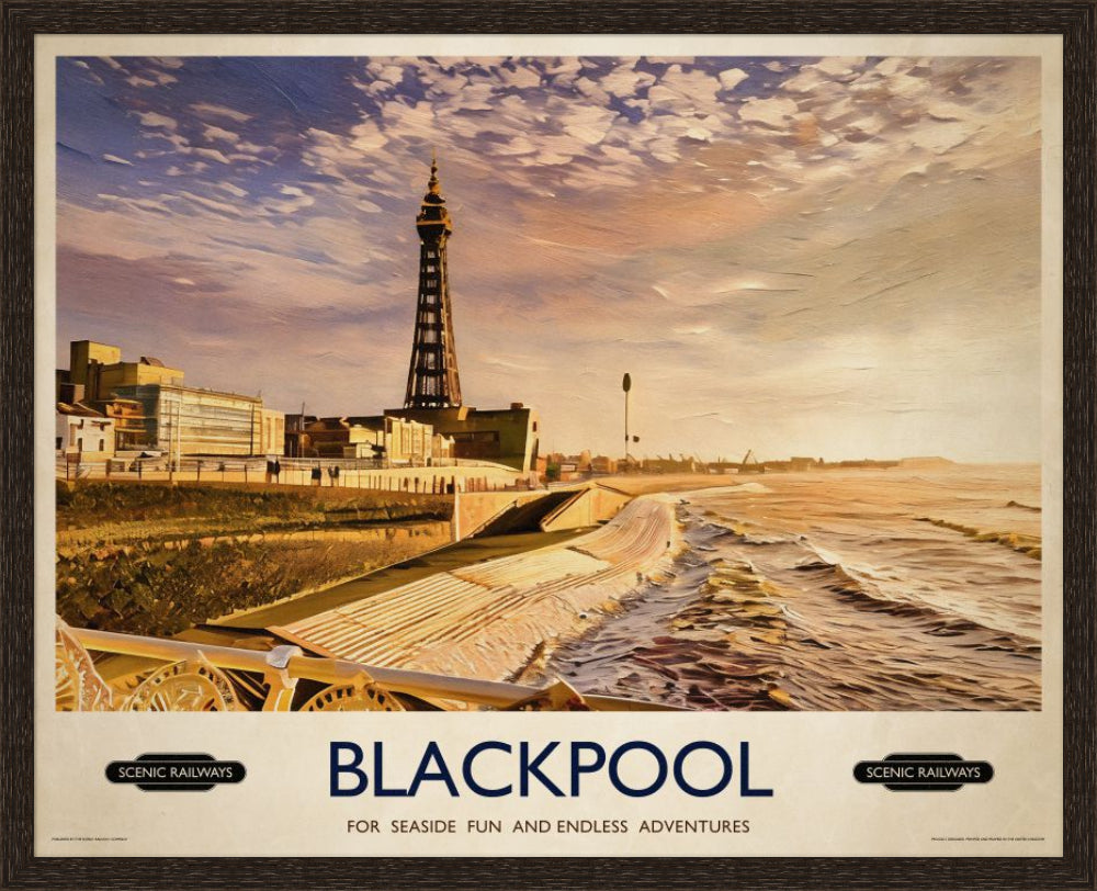Vintage travel poster- Blackpool, Lancashire - Scenic Railways