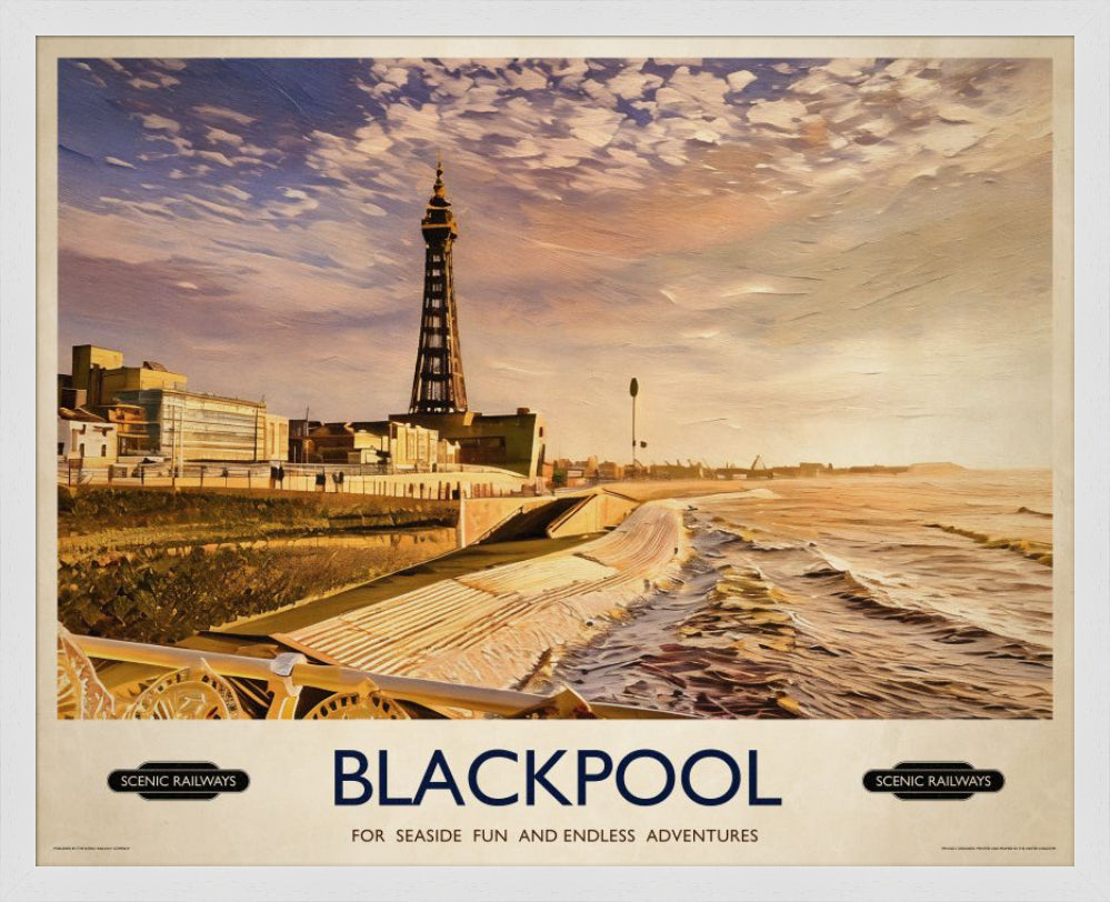 Vintage travel poster- Blackpool, Lancashire - Scenic Railways