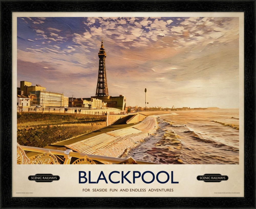 Vintage travel poster- Blackpool, Lancashire - Scenic Railways
