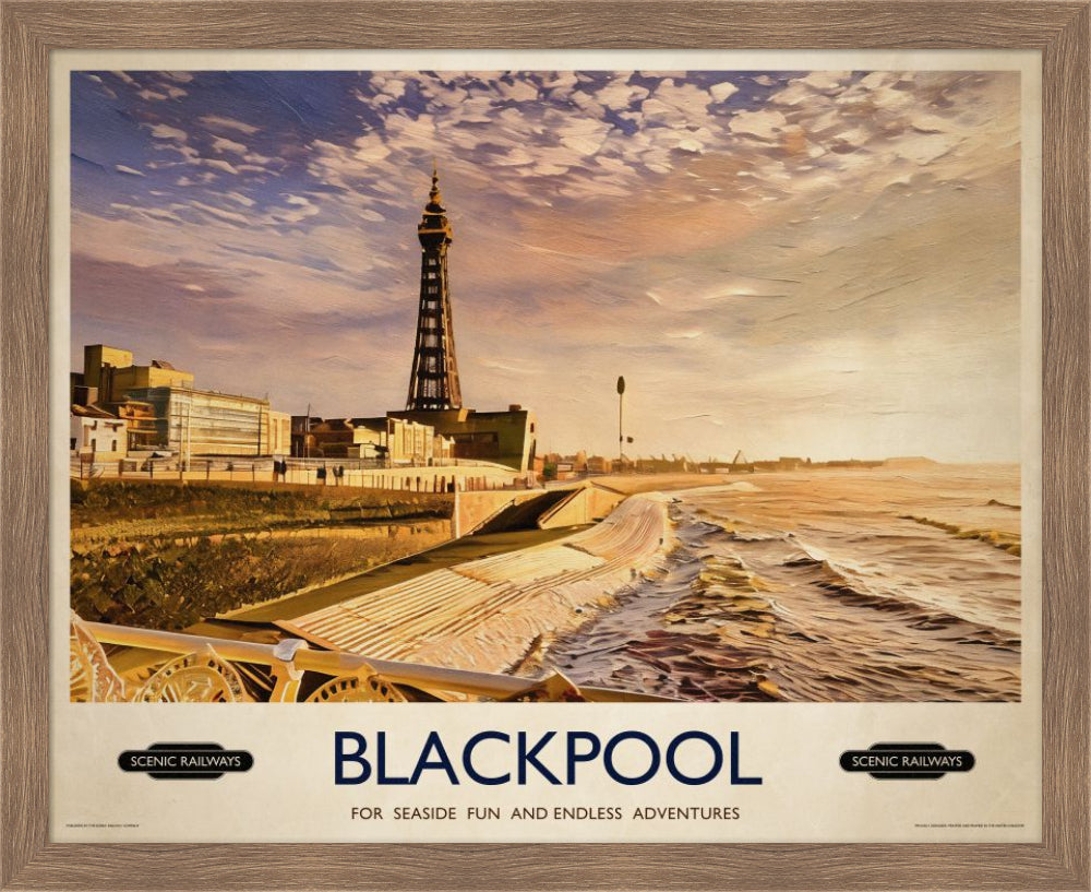 Vintage travel poster- Blackpool, Lancashire - Scenic Railways