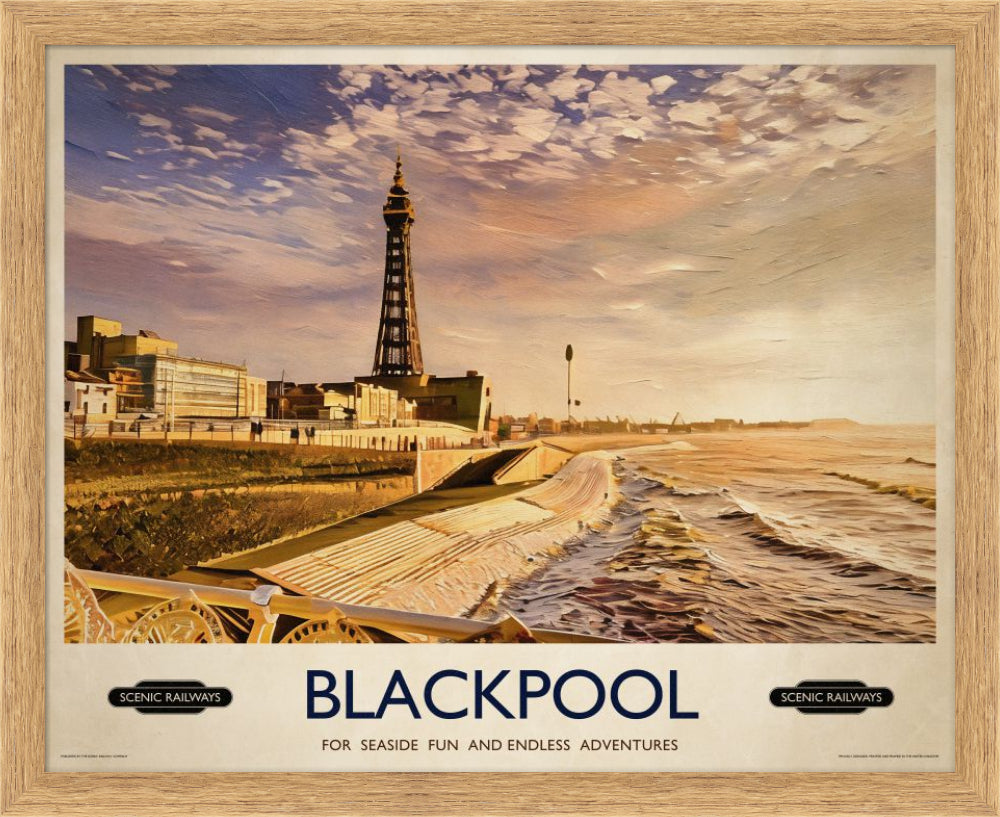 Vintage travel poster- Blackpool, Lancashire - Scenic Railways