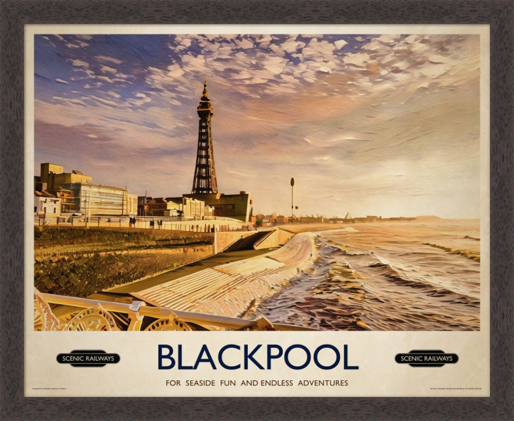 Vintage travel poster- Blackpool, Lancashire - Scenic Railways
