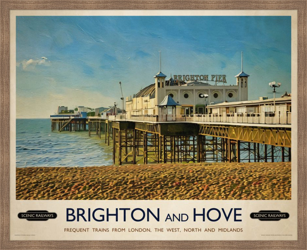 Vintage travel poster- Brighton, East Sussex - Scenic Railways