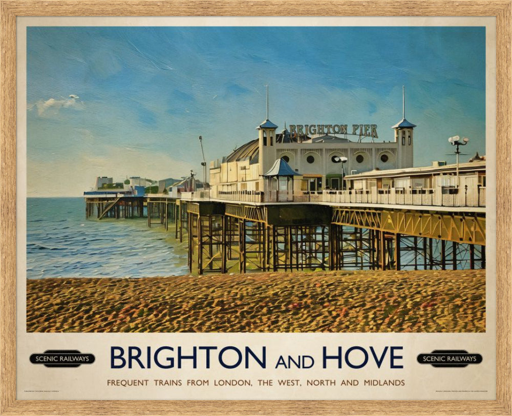 Vintage travel poster- Brighton, East Sussex - Scenic Railways
